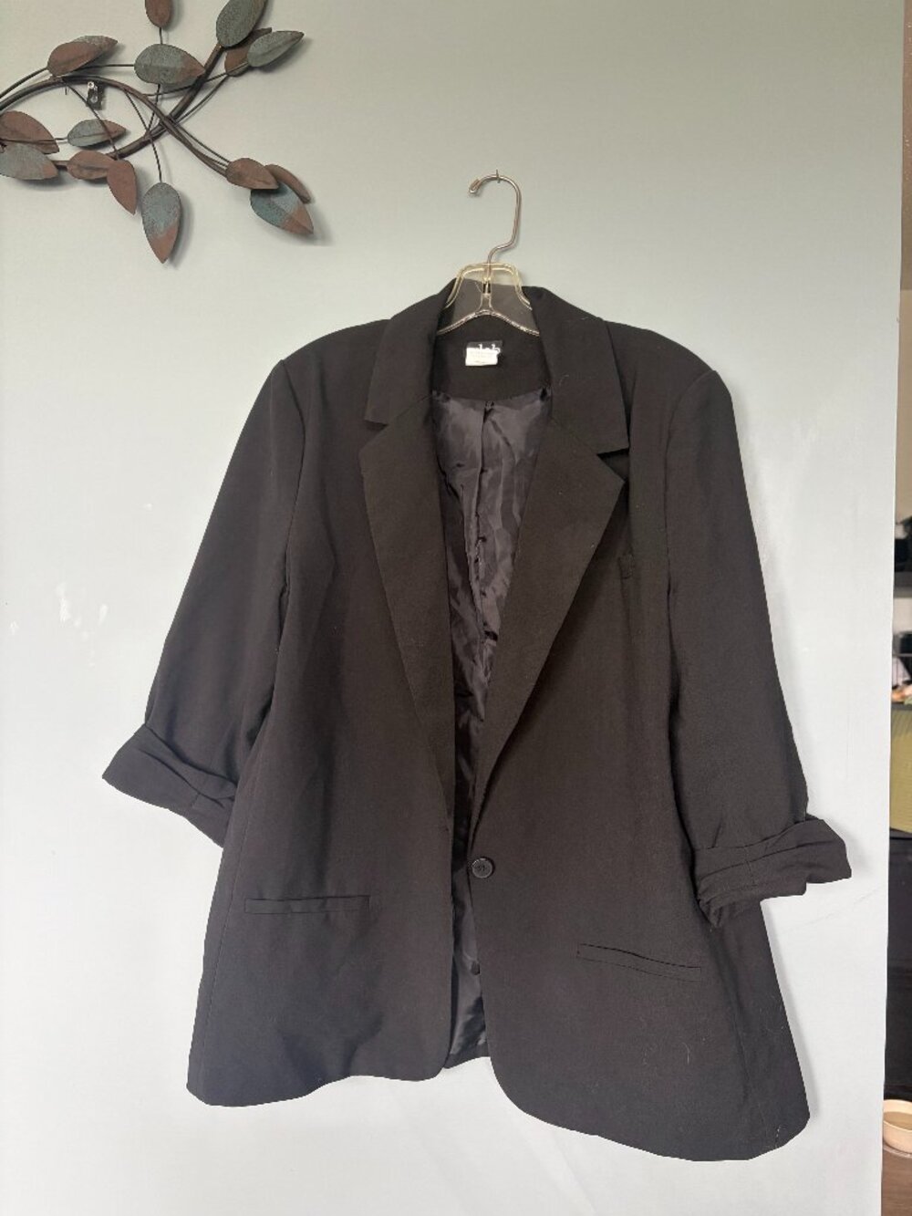 GUC Women's 1X Black 3/4 Sleeve Blazer